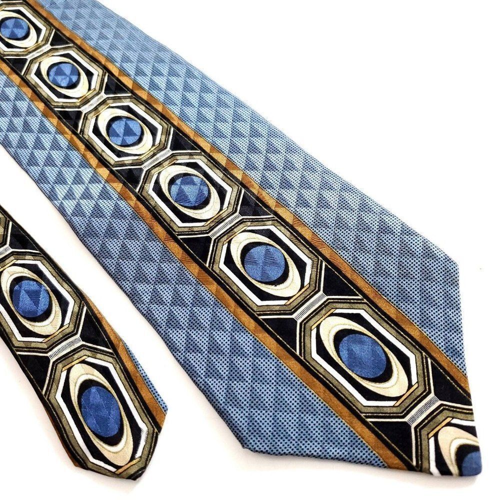 Palatina Abstract Blue Print Wide‎ Silk Tie